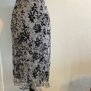 ICE-100% silk flower print skirt w/small beads sewn on